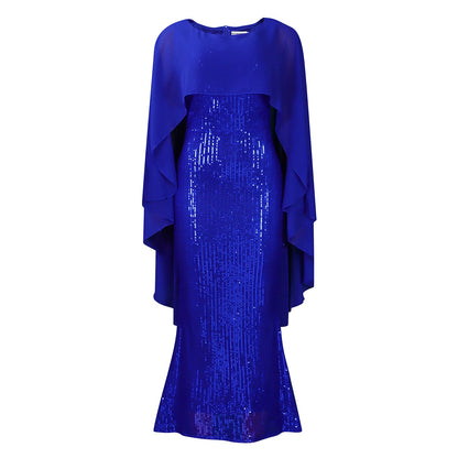 Damen Abendkleid mit Pailletten und Cape
