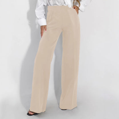 Damen Stoffhose Weites Bein Hochtaillierte Hosen Elegant