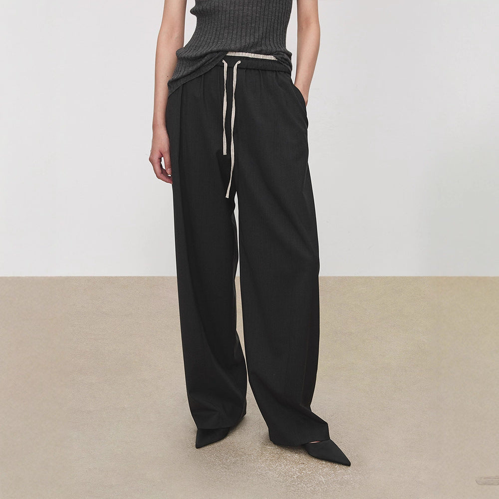 Damenweite Stoffhose Elastischer Bund Praktische Taschen