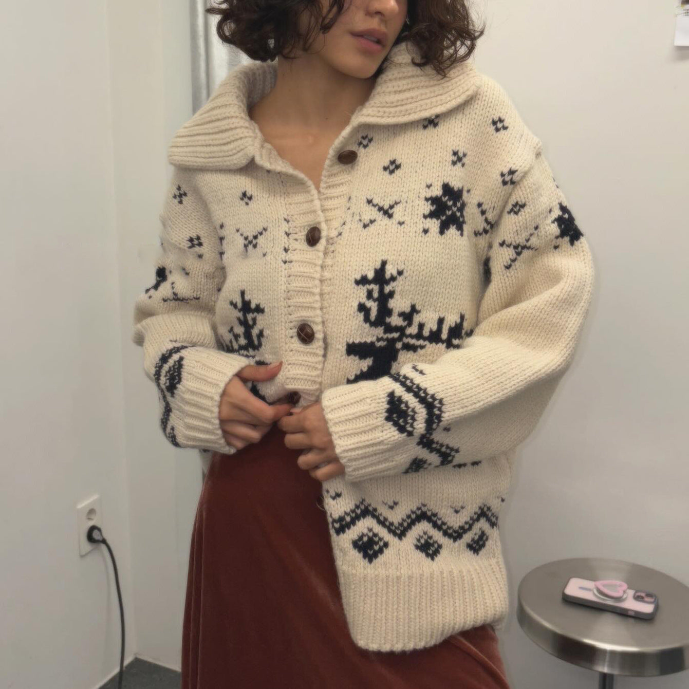 Damen Strickjacke Grafisches Muster Eveloria