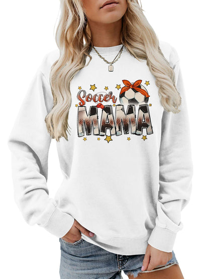 Damen Sweatshirt Soccer Mama Aufdruck Bequem Grau Eveloria
