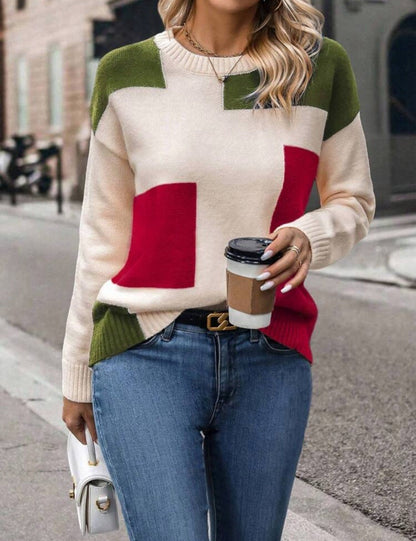 Damen Pullover Geometrisches Muster Stylischer Schnitt Eveloria