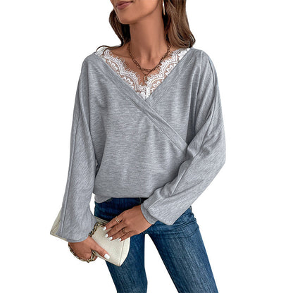 Damen Oberteil V-Ausschnitt Alltagstauglich Elegantes Design