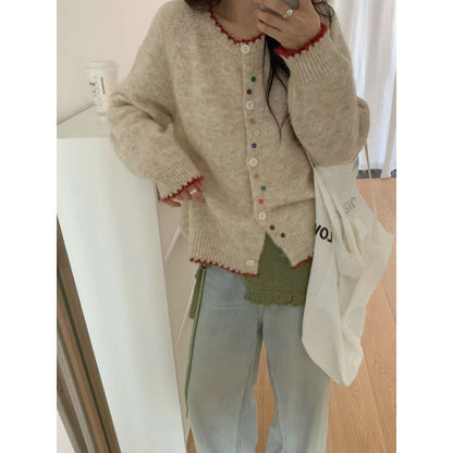 Damen Cardigan Kuschelig Bunt Leger