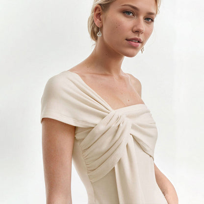 Damen Wickeltop Asymmetrisch Bindebänder Elegantes Design