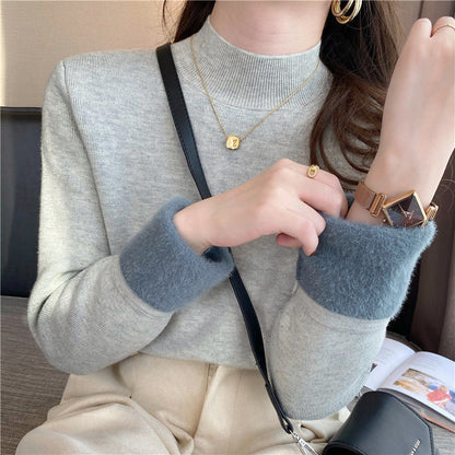 Damen Kurzarm Pullover Rollkragen Lässig Grün Eveloria - Eveloria