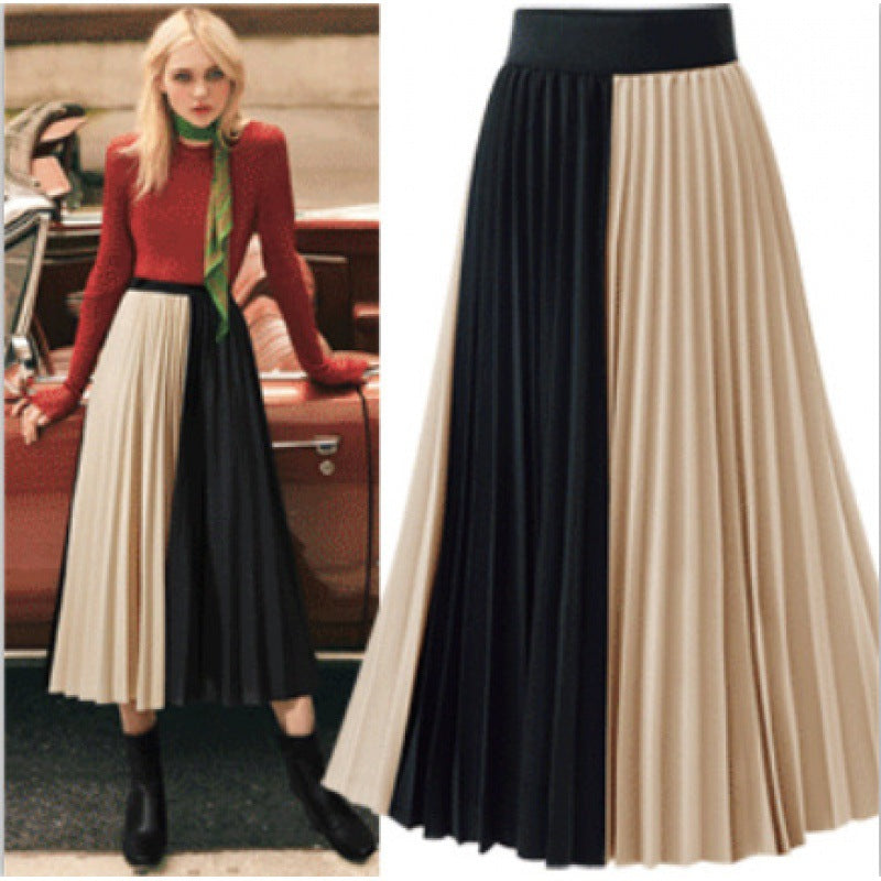 Damen Midi-Rock Plissee Farbblockdesign Eveloria - Eveloria
