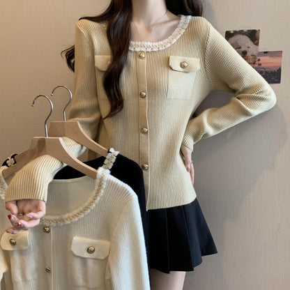Damen Strickjacke Dekorativer Kragen Eveloria - Eveloria
