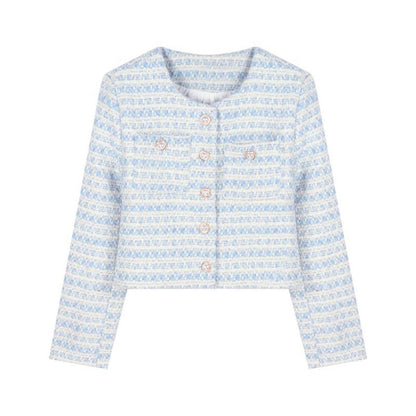 Damen Tweedjacke mit Perlenknöpfen Eveloria
