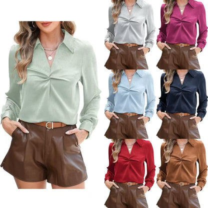 Damen Bluse mit Manschetten und Twist-Detail Eveloria - Eveloria
