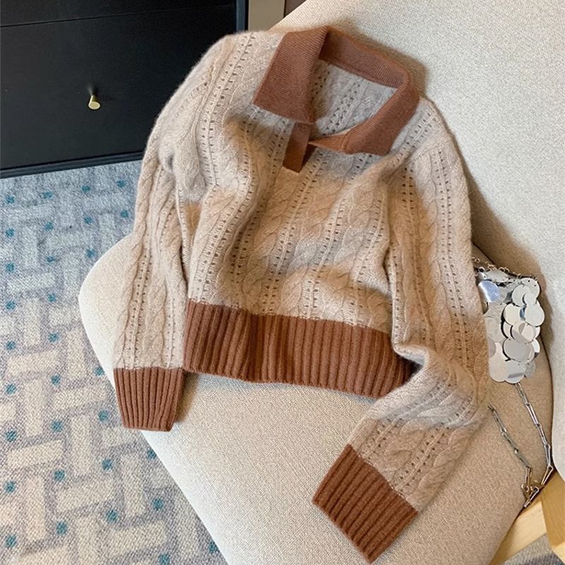 Damen Strickpullover Kragen