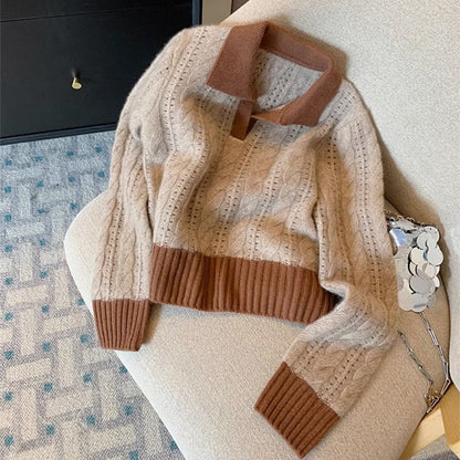 Damen Strickpullover Kragen