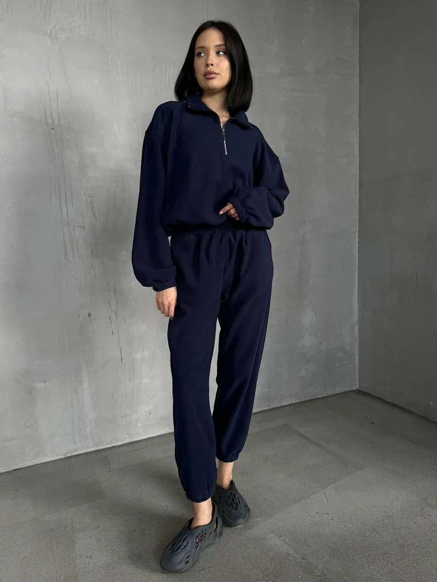 Damen Sportset Sweatshirt Jogginghose Tunnelzug Grau Eveloria