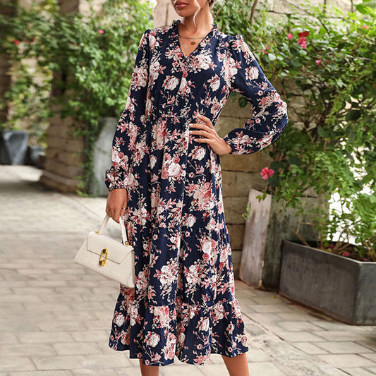 Damen Maxikleid Florales Volantdesign Eveloria - Eveloria