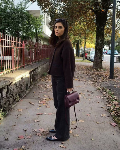 Damenjacke Elegant Knopfdetails Kontrastnähte