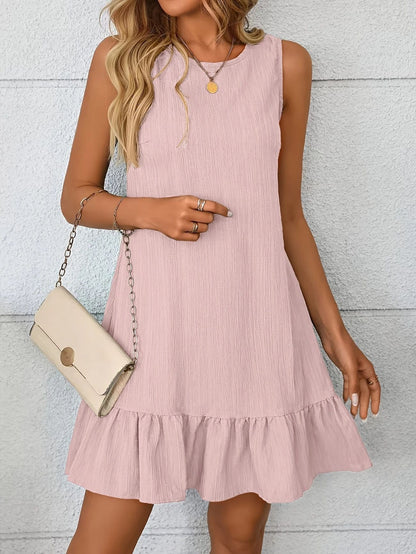 Damen Sommerkleid Leichtes Material Rüschensaum Pastellfarben - Eveloria