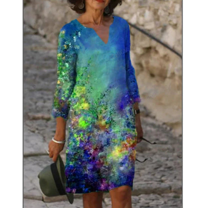 Damen Sommerkleid V-Ausschnitt Bunt Eveloria