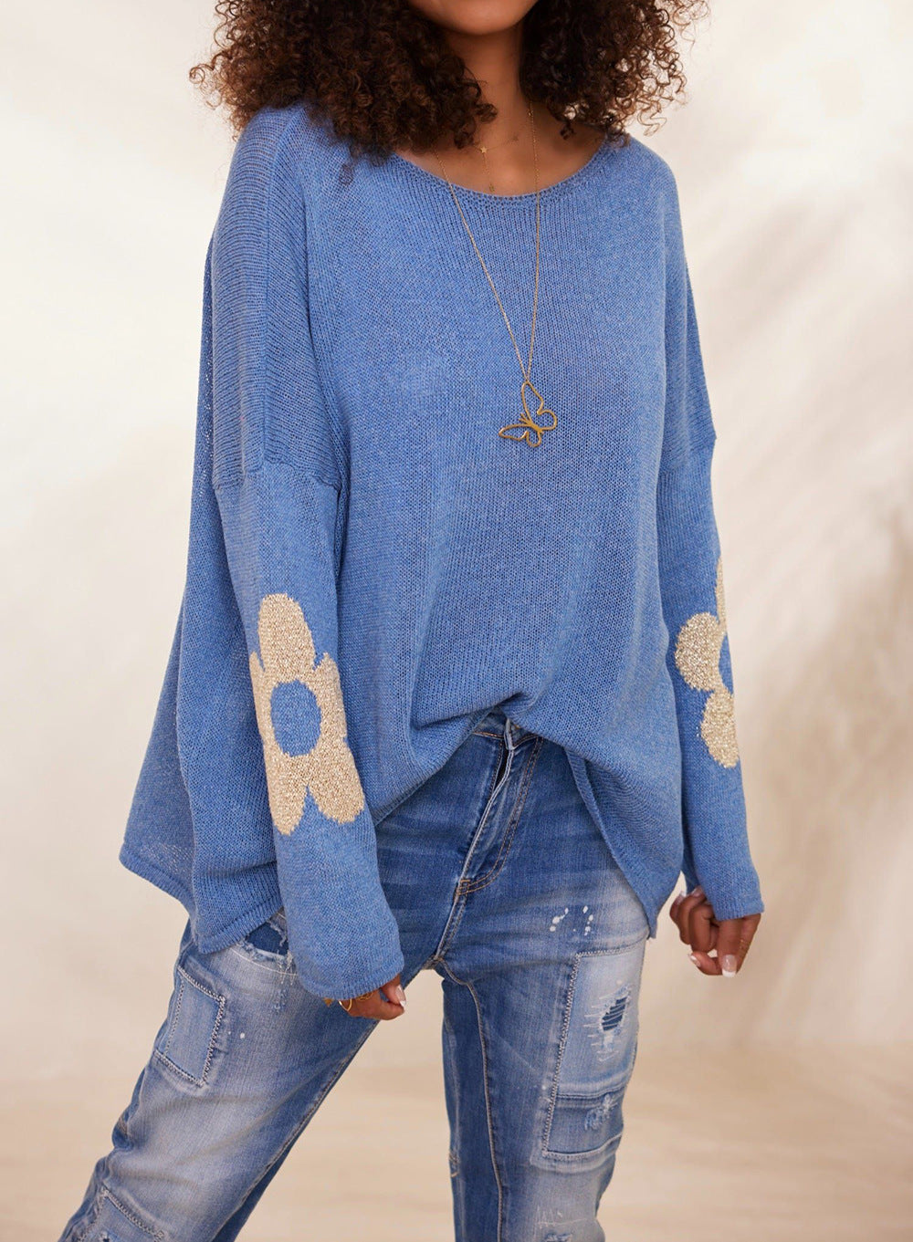 Damen Strickpullover Floral Eveloria