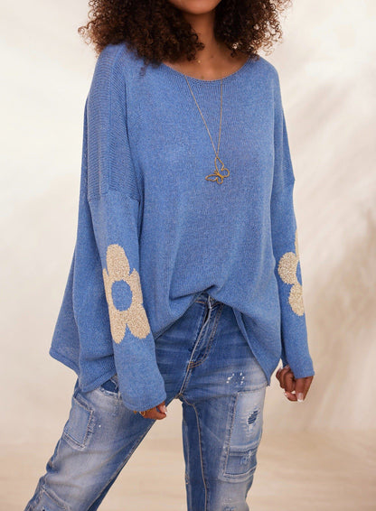 Damen Strickpullover Floral Eveloria