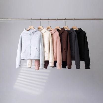 Damen Kapuzenjacke Kuschelig Hochkragen Praktische Taschen