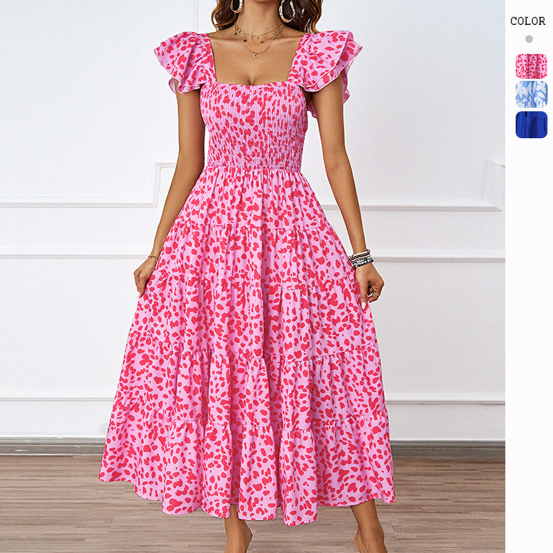 Damen Maxi-Kleid Voluminöse Puffärmel Gerafftes Oberteil - Eveloria