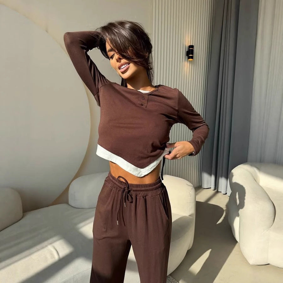 Damen Freizeitsuit Langarmoberteil und lockere Hose Eveloria
