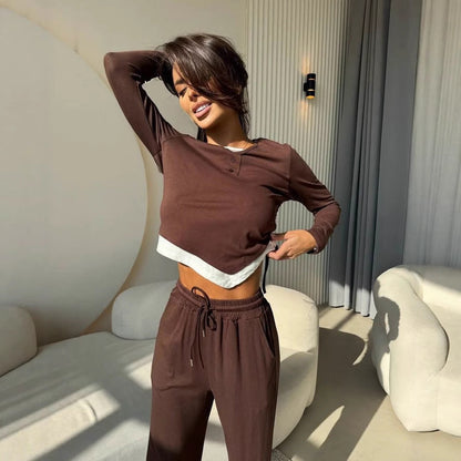 Damen Freizeitsuit Langarmoberteil und lockere Hose Eveloria