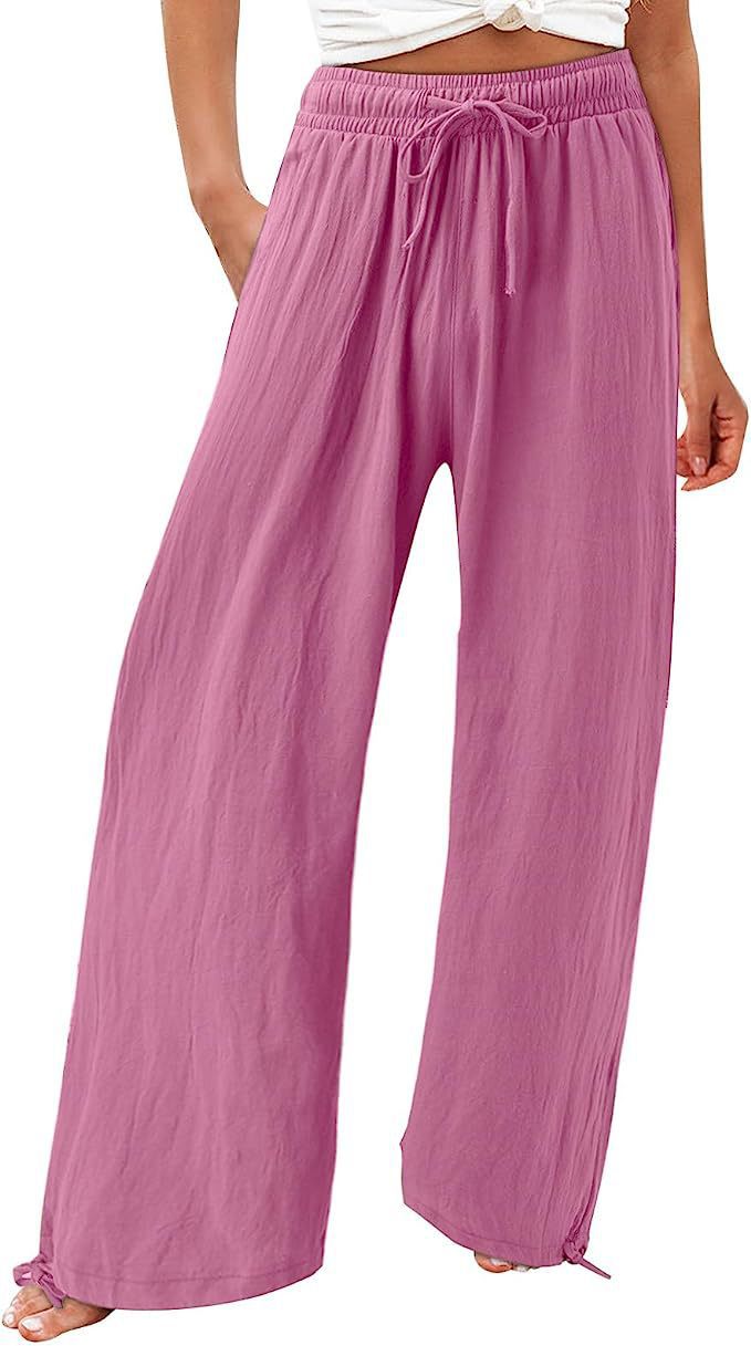 Damen Sommerhose Luftsamtstoff Weite Bein