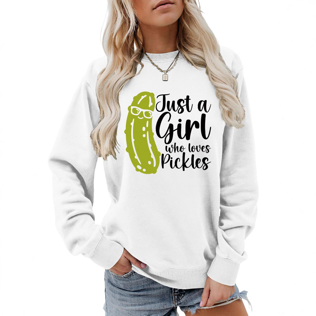 Damen Sweatshirt mit Gurkenmotiv und Lässigem Schnitt