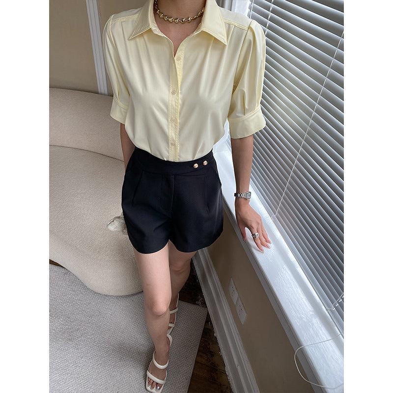 Damen Bluse Puffärmel Eveloria