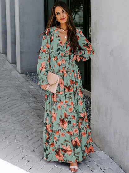 Damen Maxikleid Floralmuster Eveloria