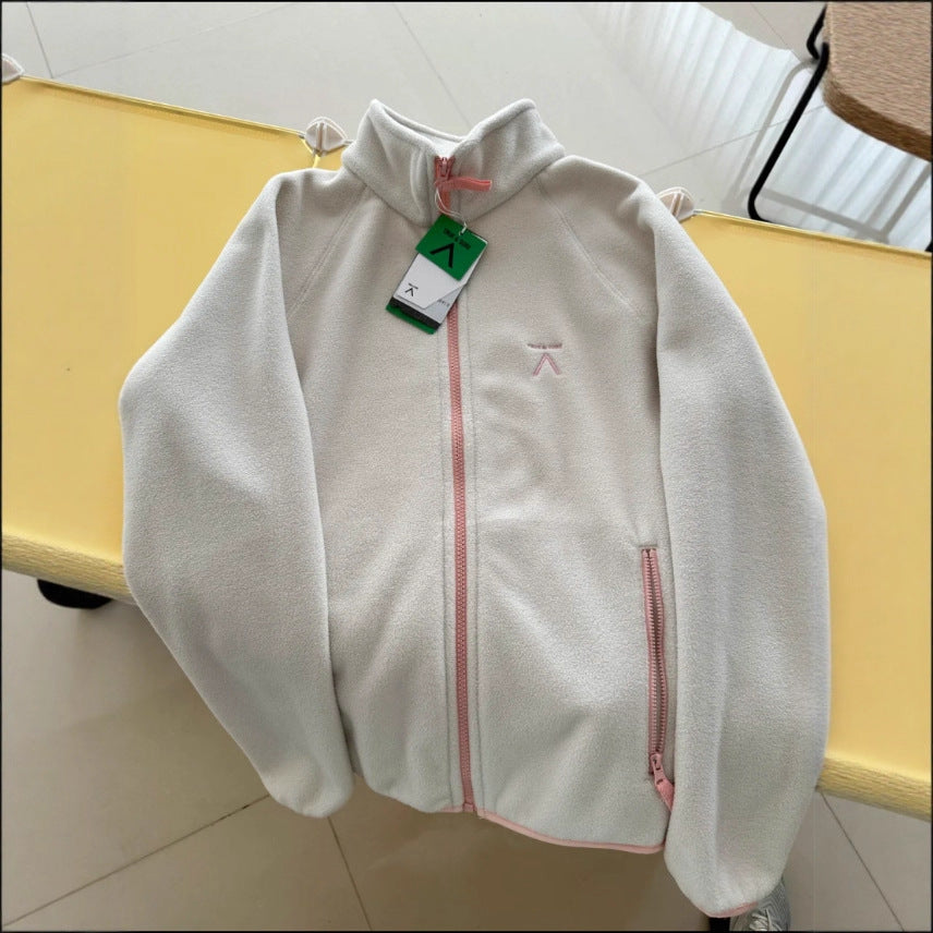 Eveloria Damen Fleecejacke Hochkragen Reißverschlusstaschen Schwarz - Eveloria