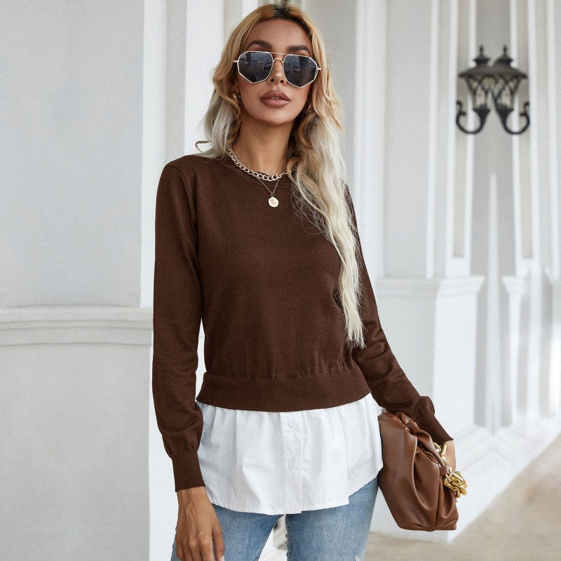 Damen Strickpullover mit Bluse Lässig Eveloria