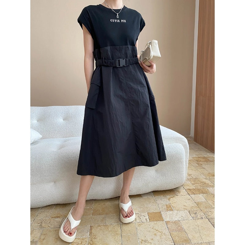 Damen Kleid mit Gürtel und Taschen Eveloria