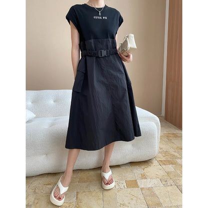 Damen Kleid mit Gürtel und Taschen Eveloria
