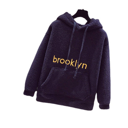 Damen Fleece Hoodie Kuschelig Kängurutasche Grau Eveloria