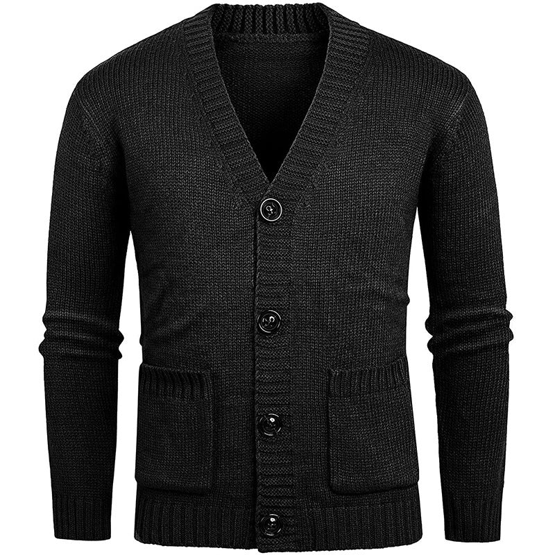 Herren Grobstrickjacke V-Ausschnitt Warm Beige