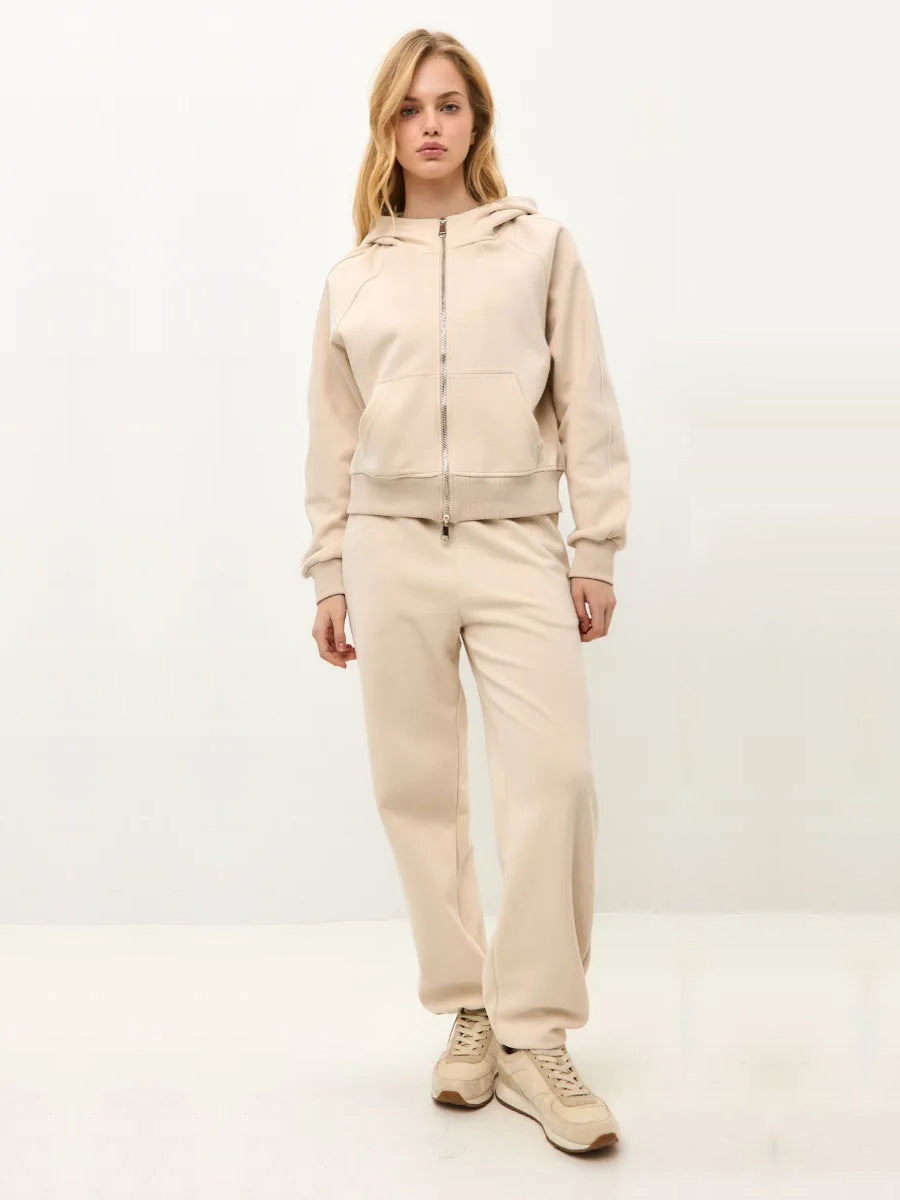 Damen Fleece-Jogginganzug mit Reißverschluss und Taschen