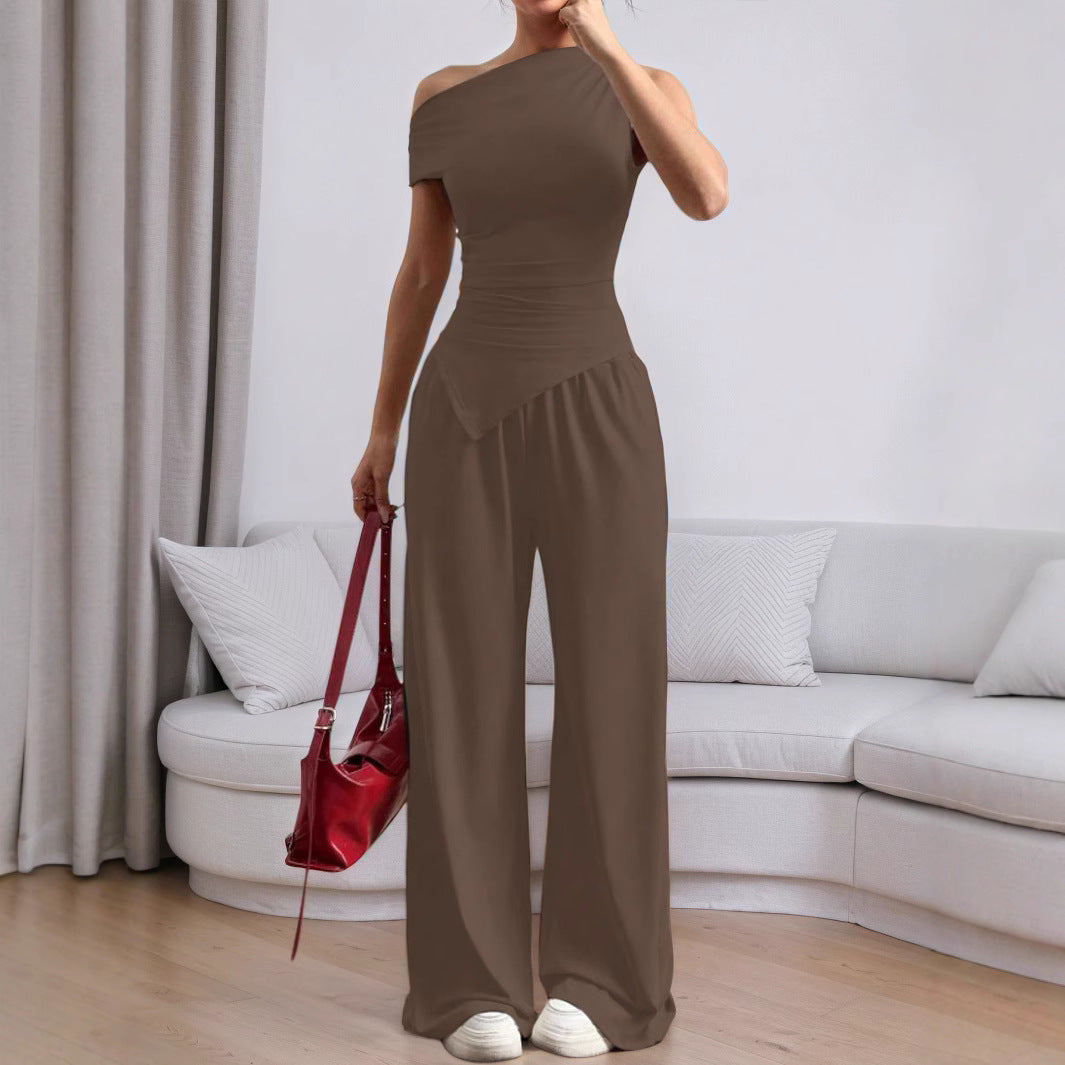Damen Jumpsuit Asymmetrisch Mit Taschen Eveloria