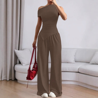 Damen Jumpsuit Asymmetrisch Mit Taschen Eveloria