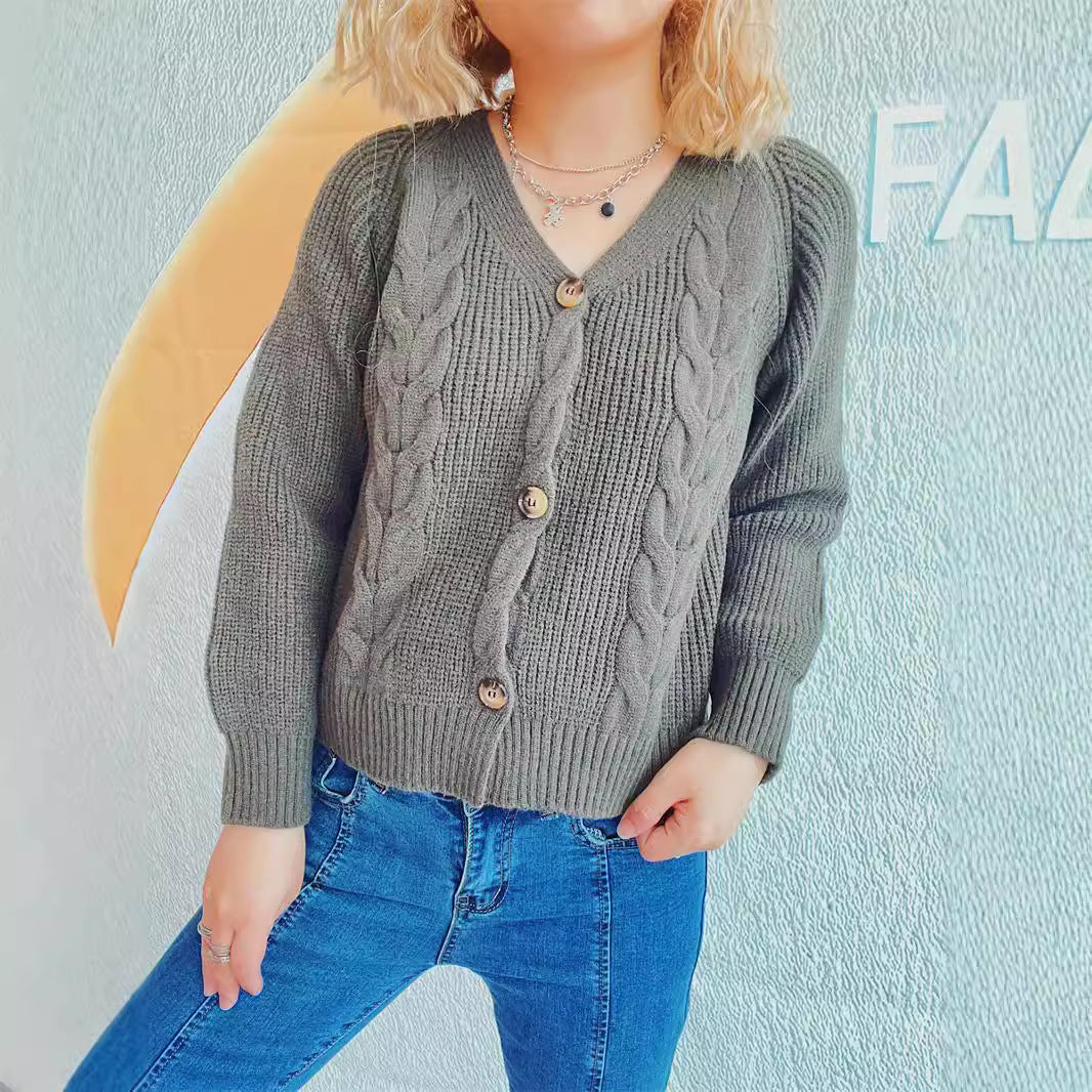 Damen Strickjacke Zopfdesign Knopfverschluss Eveloria - Eveloria