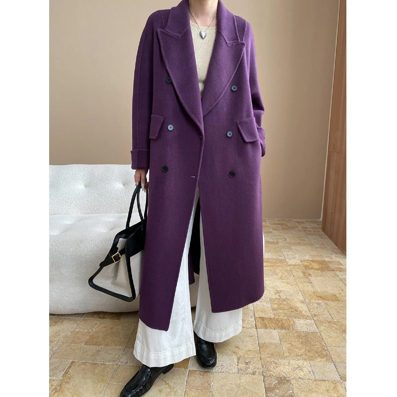 Damen Oversized-Mantel Doppelter Knopfleiste Praktische Taschen