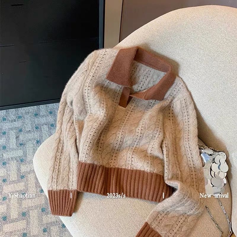 Damen Strickpullover Kragen - Eveloria