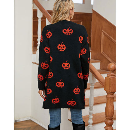 Damen Strickjacke Halloween-Motiv Eveloria
