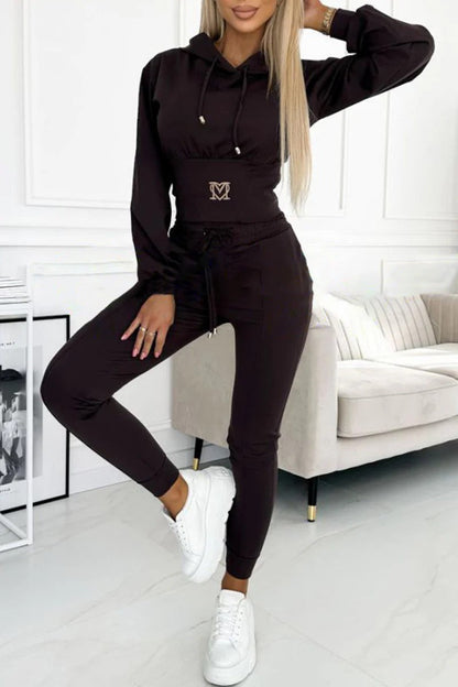 Damen Sportanzug Elastisch Kordelzug Eveloria