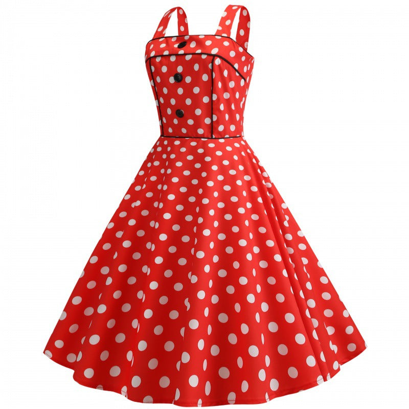 Damen Swingkleid Punkte Tailliert