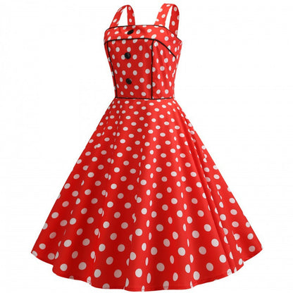 Damen Swingkleid Punkte Tailliert