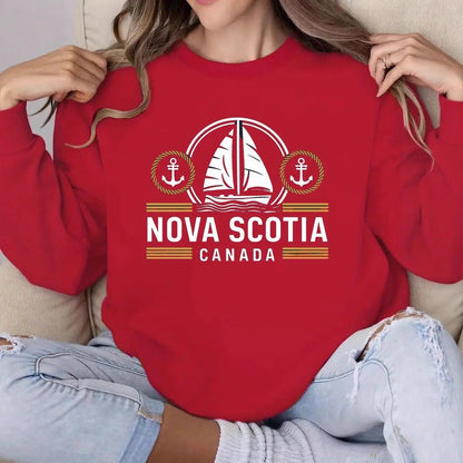 Damen Sweatshirt Segelmuster Marineblau mit Schriftzug