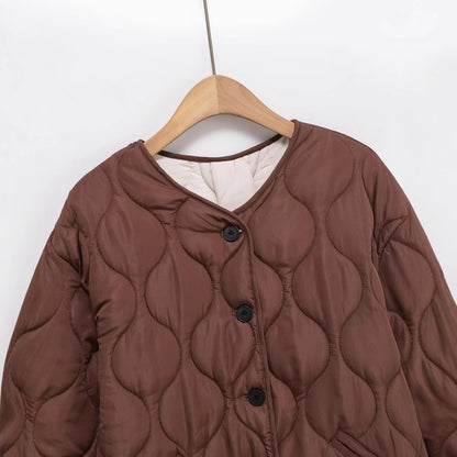 Damen Steppjacke Modern Knopfdetails Eveloria