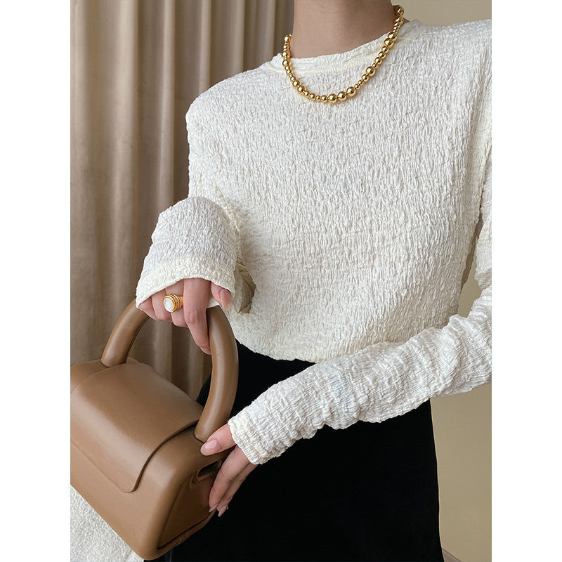 Damen Strickpullover Strukturiert Hochgeschlossen Beige Eveloria - Eveloria